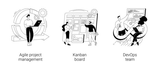 Software development company abstract concept vector illustrations.