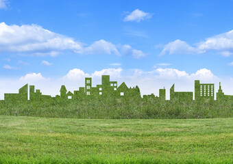 Ville verte, concept ville écologique sous le ciel bleu
