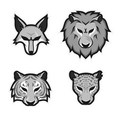 set of animals mascot head 1