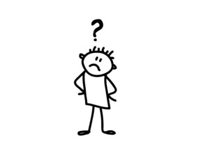 Man and question mark. Sketch. Vector illustration.