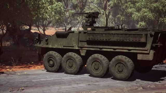 armored battle army tank on the road