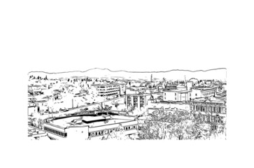 Building view with landmark of Helena is the 
city in Montana. Hand drawn sketch illustration in vector.