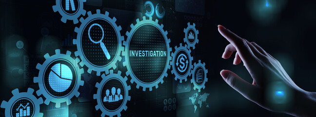 Investigation inspection audit business concept on virtual screen
