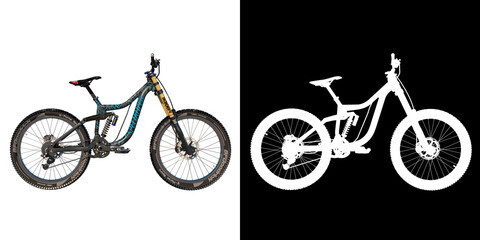 Extreme sports bike 1- Lateral view white background alpha png 3D Rendering Ilustracion 3D