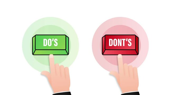 Do s and Don ts button. Flat simple thumb up symbol minimal round logotype. Motion graphics