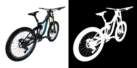 Fototapeta premium Extreme sports bike 1- Perspective B view white background alpha png 3D Rendering Ilustracion 3D