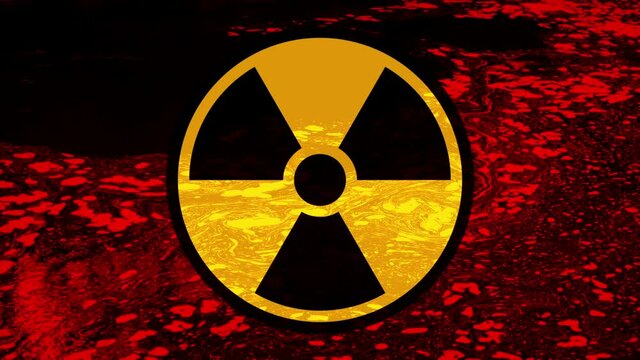 Nuclear Symbol With Red Waste Flowing