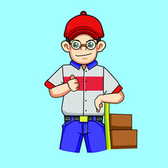 Courier Delivery Logistics Ready to Serve, Cartoon Art Vector Illustration