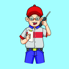 Delivery Logistics Courier Ask Your Location, Cartoon Art Vector Illustration