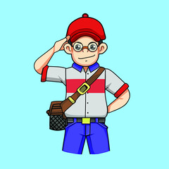 Delivery Logistics Courier Ready to Serve You, Cartoon Art Vector Illustration