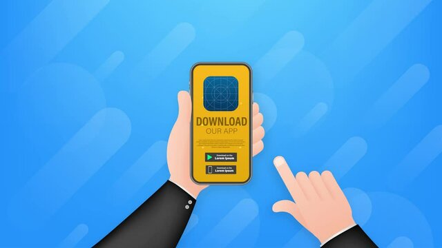 Download page of the mobile app. Empty screen smartphone for you app. Download app. Motion graphics.