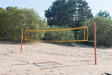 beach volleyball court, outdoor summer time