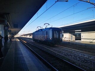 wagons on the railway track in a station