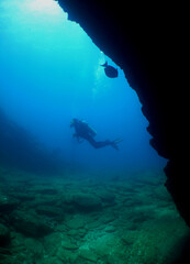 Fototapeta na wymiar scuba diver , coral reef , caribbean sea , Venezuela