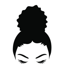 Abstract african girl clipart. Detailes silhouette of a woman with curly hair.