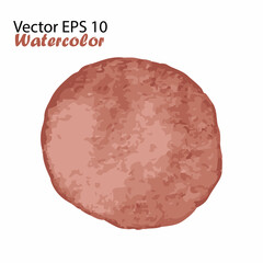 Vector Watercolor Brush Stroke Splash Circle in Brown Color. Handmade design element. Hand Painted watercolour Dot