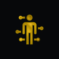 Acupuncture gold plated metalic icon or logo vector