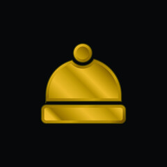 Beanie gold plated metalic icon or logo vector