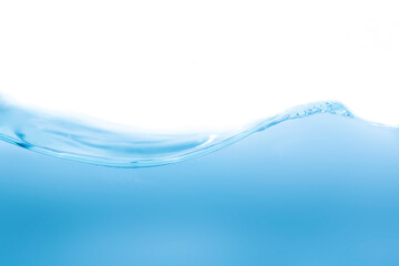 Clear water surface in a square shaped glass like a sea or a separate fish tank on a white background.