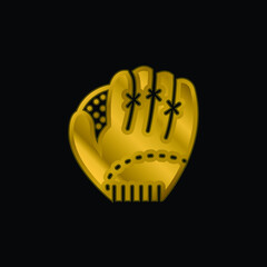 Baseball gold plated metalic icon or logo vector