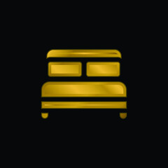 Bed gold plated metalic icon or logo vector