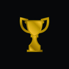 Award Trophy Silhouette gold plated metalic icon or logo vector