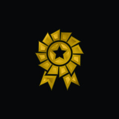 Award gold plated metalic icon or logo vector