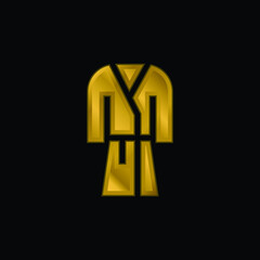 Fototapeta premium Bathrobe gold plated metalic icon or logo vector
