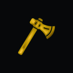Axe gold plated metalic icon or logo vector