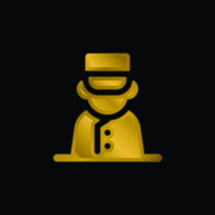 Bell Boy gold plated metalic icon or logo vector