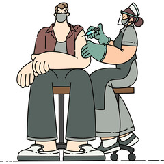 Young man getting vaccinated