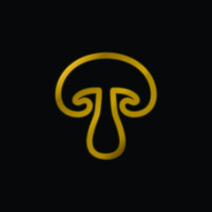 Big Mushroom gold plated metalic icon or logo vector