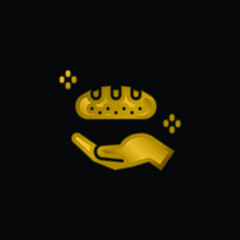 Bread gold plated metalic icon or logo vector