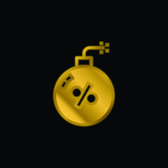 Bomb gold plated metalic icon or logo vector