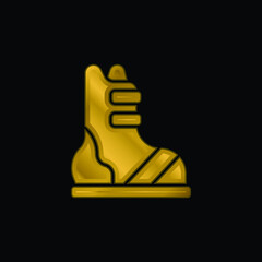 Boots gold plated metalic icon or logo vector
