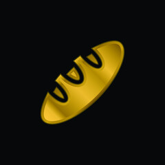 Bread gold plated metalic icon or logo vector