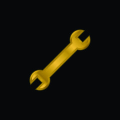 Adjustable Wrench gold plated metalic icon or logo vector