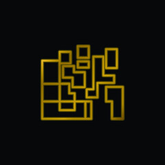 Artistic Squares gold plated metalic icon or logo vector