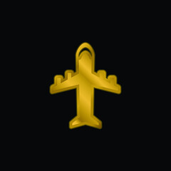 Fototapeta premium Airplane With Four Engines gold plated metalic icon or logo vector