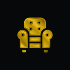 Armchair gold plated metalic icon or logo vector