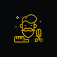 Beard gold plated metalic icon or logo vector