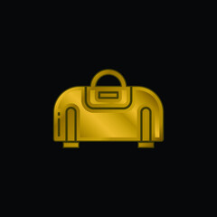 Bag gold plated metalic icon or logo vector