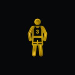 Basketball Player gold plated metalic icon or logo vector