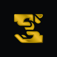 Alms gold plated metalic icon or logo vector