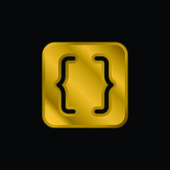 Brackets gold plated metalic icon or logo vector