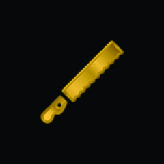 Bread Knife gold plated metalic icon or logo vector