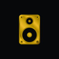 Big Speaker gold plated metalic icon or logo vector