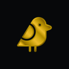 Bird gold plated metalic icon or logo vector