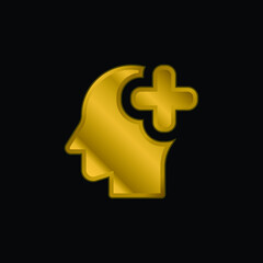 Obraz premium Brain Organ gold plated metalic icon or logo vector
