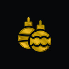 Bauble gold plated metalic icon or logo vector